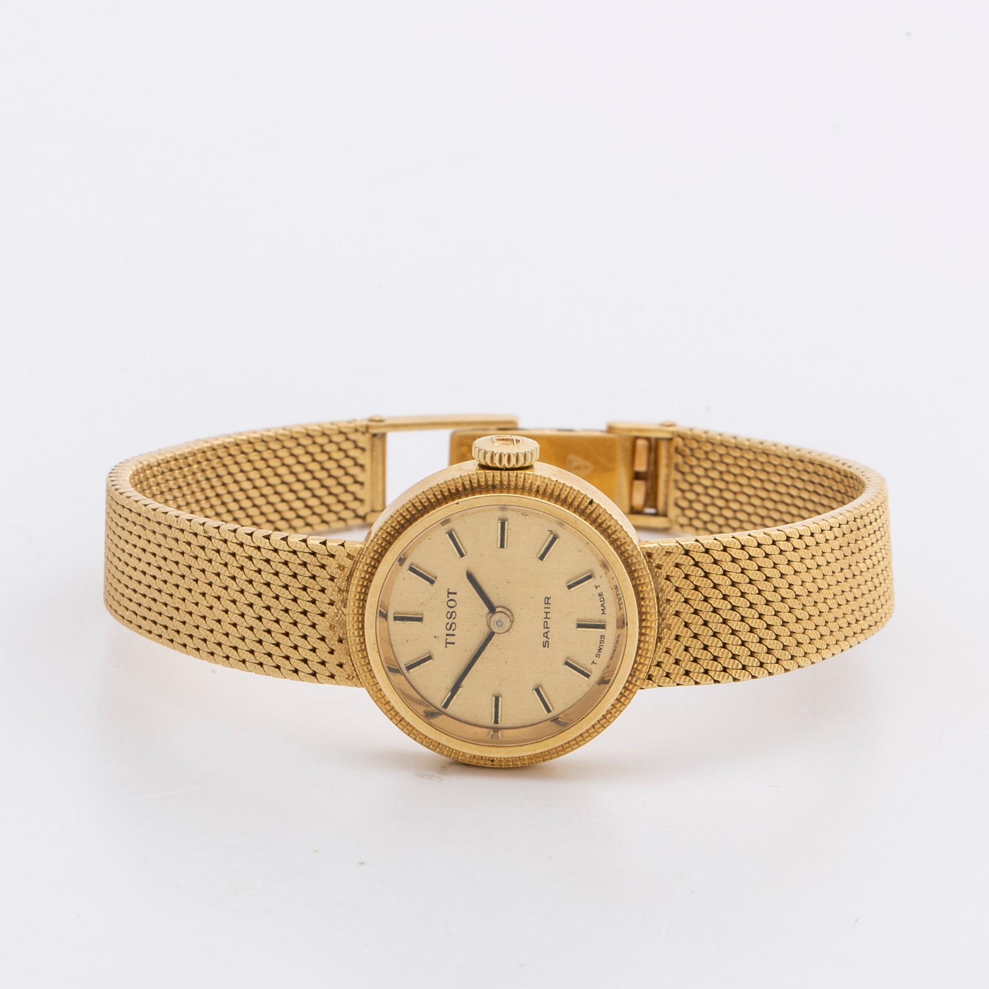TISSOT, Saphir, damarmbandsur, guld 18K, c:a 20 mm.