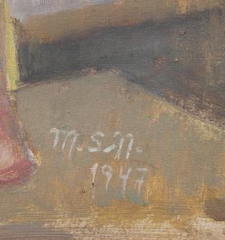 MAJA SLÖÖR-NÄRVI, olja på kartong, sign. och dat. 1947.