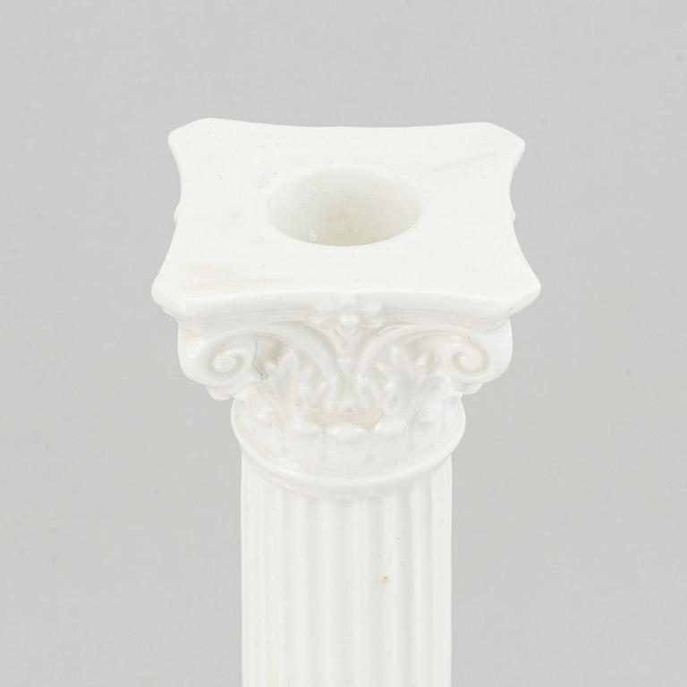 Gustavsberg, ljusstakar ett par, flintgods, 1900-talets början.