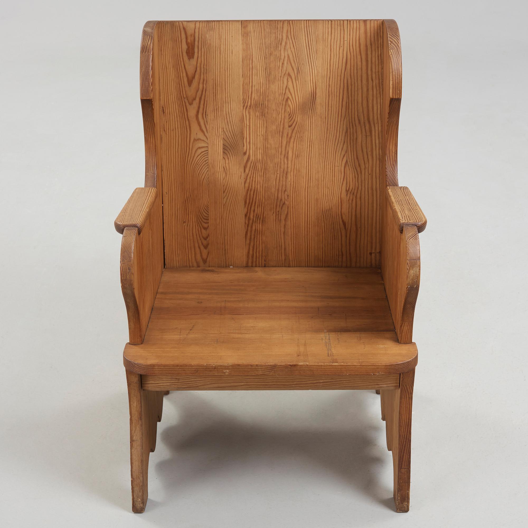 AXEL EINAR HJORTH, fåtölj av betsad furu, "Lovö", Nordiska Kompaniet, 1930-tal.