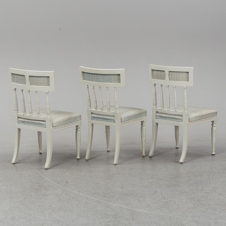 Three late Gustavian chairs, circa 1800.