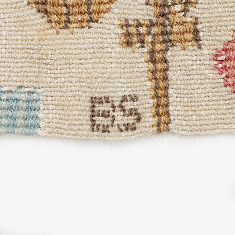 Barbro Sprinchorn, a textile, 'Bokstäverna', tapestry, c. 50 x 57 cm, signed BS.