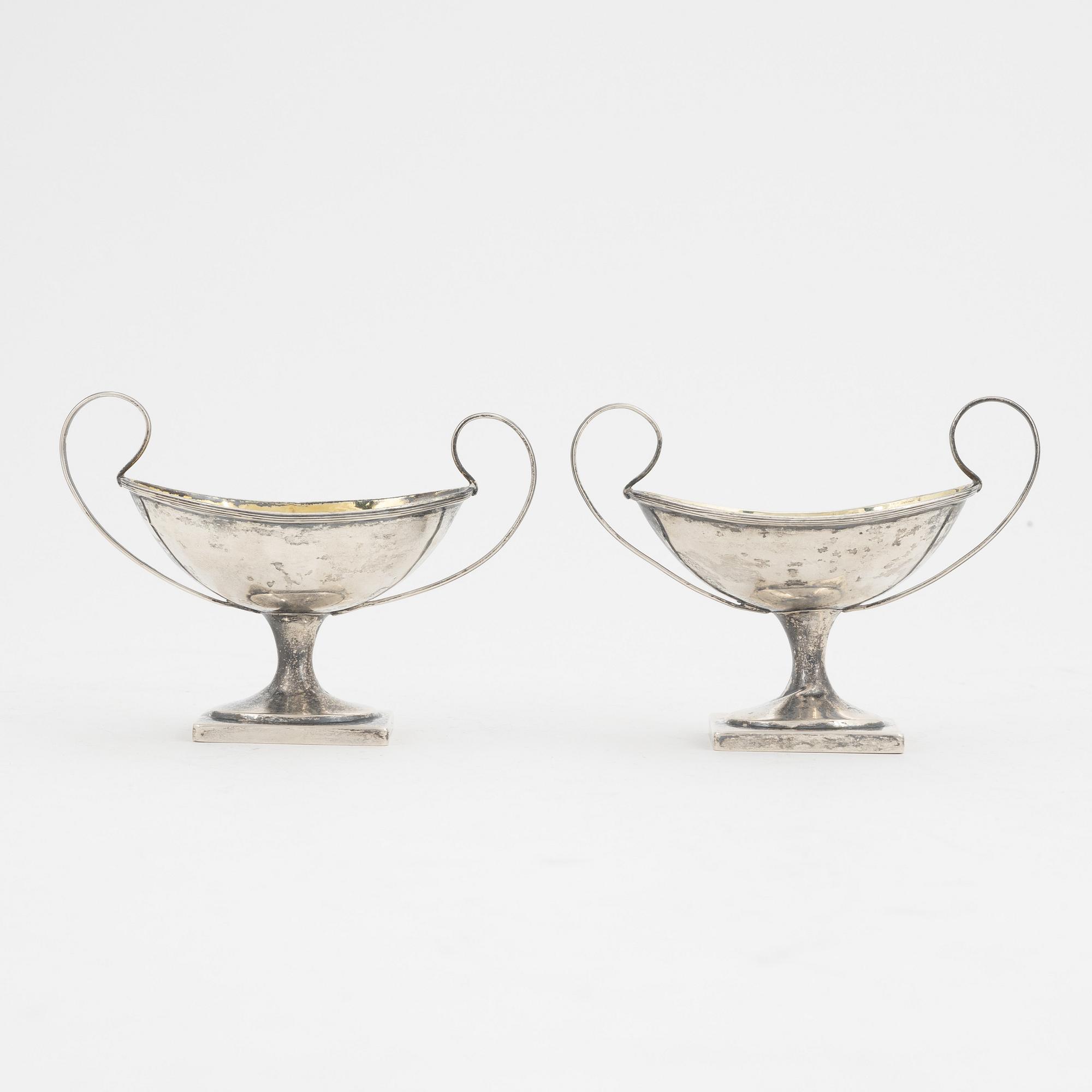A pair of Swedish Parcel-Gilt Silver Salt Cellars, mark of Olof Hellbom,  Stockholm 1816.