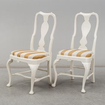 A pair of Swedish 18th century  late baroque chairs.