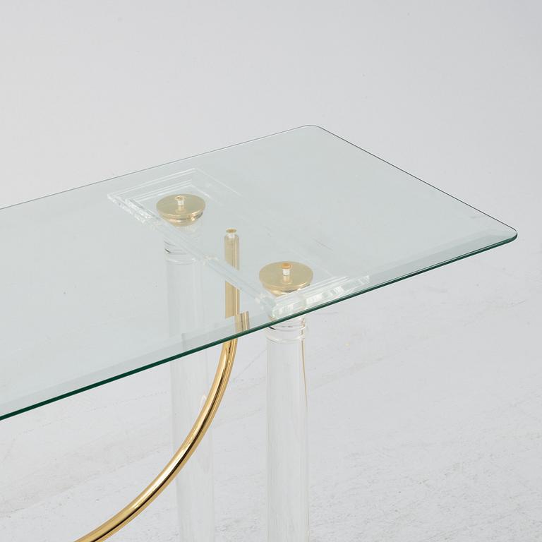 A glass console table, probably Italy.