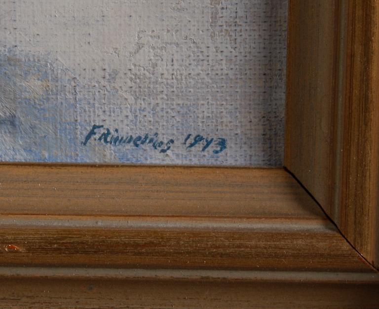 OKÄND KONSTNÄR, olja på duk, bär sign o dat 1943.