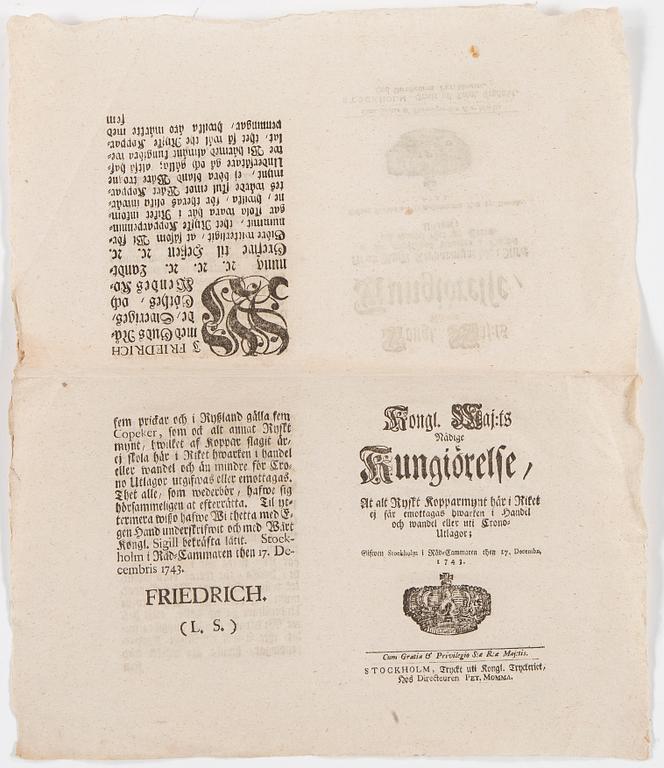 BANKSEDEL 1776/NUMISMATIKA, 1700/1800-tal.