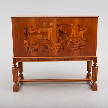 SKÅP, art déco, Erik Matsson, Mjölby Intarsia, 1900-talets andra hälft.