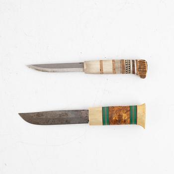 Two knives, signed, Adolf Viktor, Dundret, and Wilhelm Eriksson, Flakaberg.