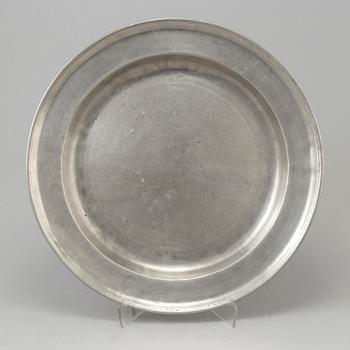 A pewter plate.