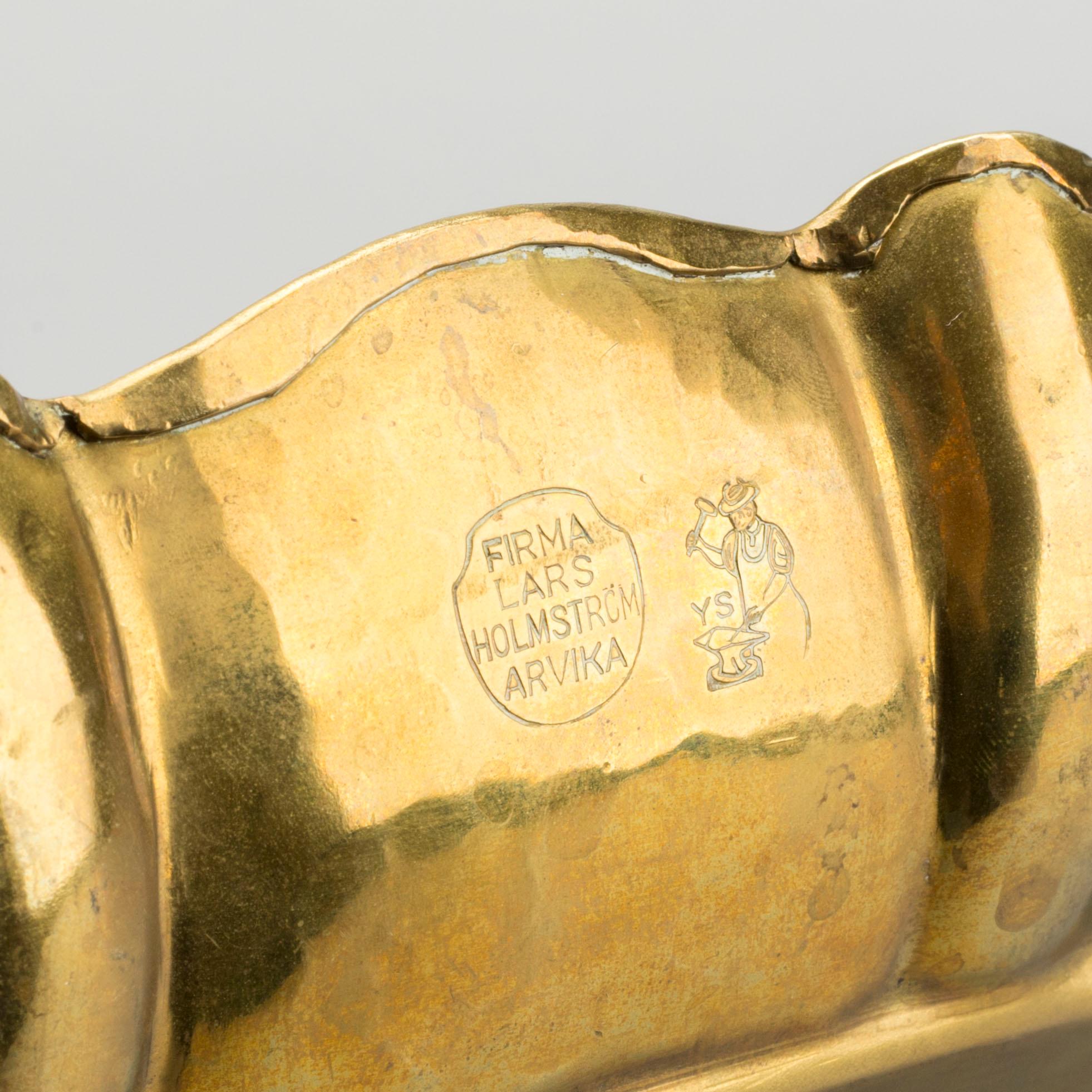 FIRMA LARS HOLMSTRÖM ARVIKA, brickor, 2 st, mässing, Arvika Konstsmide, 1900-talets andra hälft.