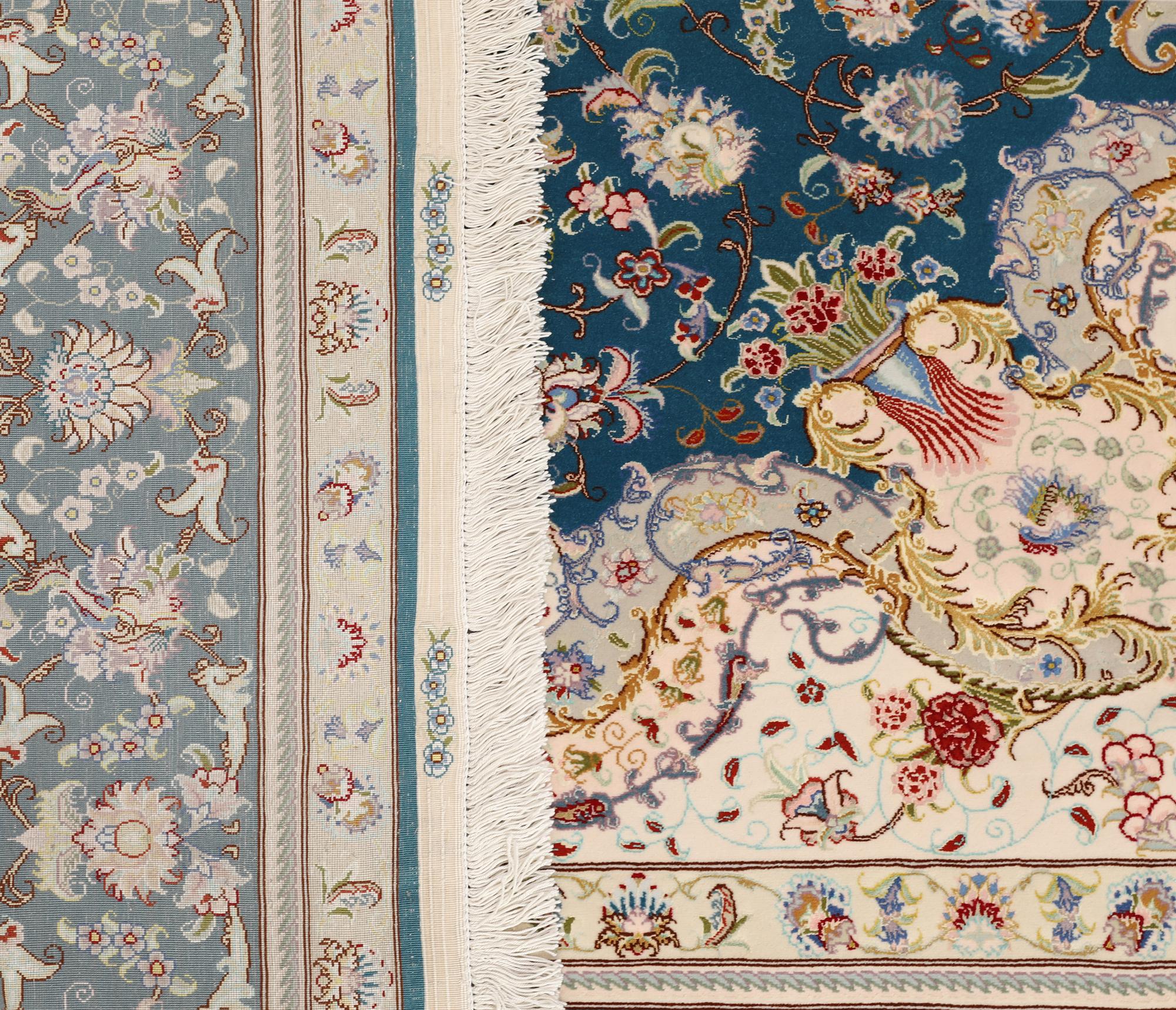 A part silk Tabriz carpet, so-called 50 Raj, approx. 306 x 200 cm.
