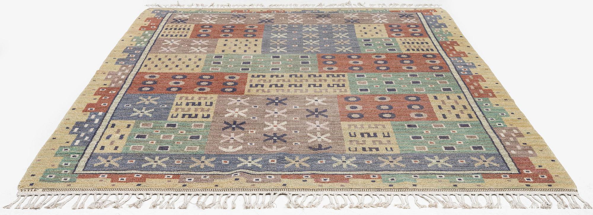 Märta Måås-Fjetterström, a carpet, 'Joakim', flat weave, c. 317 x 215 cm, signed MMF.