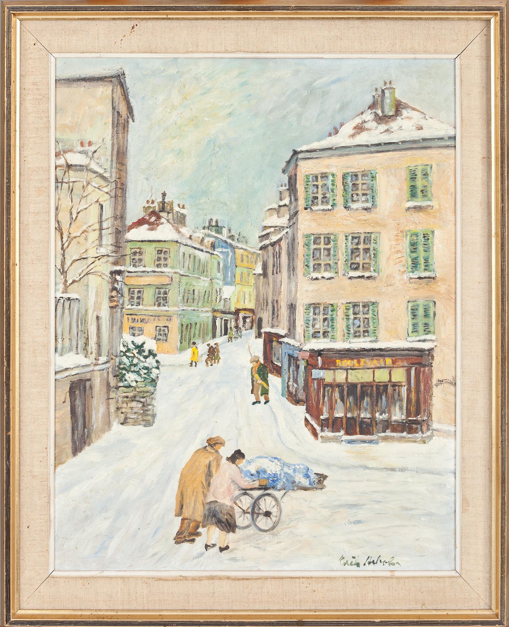 OKÄND KONSTNÄR, olja på pannå, signerad. 1900-talets första hälft.