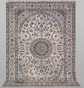 A carpet, Nain, part silk, 9 laa, ca 302 x 203 cm.