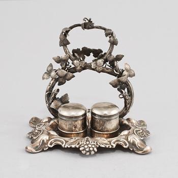 SKRIVSTÄLL, silver, svenska importstämplar, omkring år 1900.