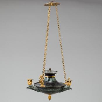 A THREE-LIGHT CEILING LAMP, empire, Stockholm, early 19th century.