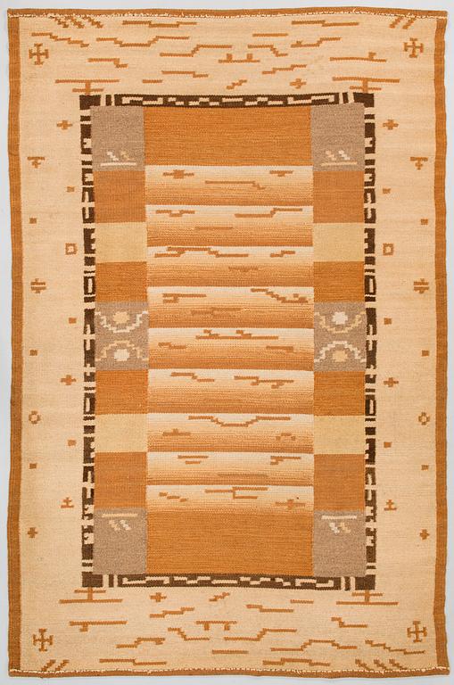 Margareta Ahlstedt-Willandt, A 1930s Finnish flat weave carpet for Lempäälän Mattokutomo. Circa 235x155cm.