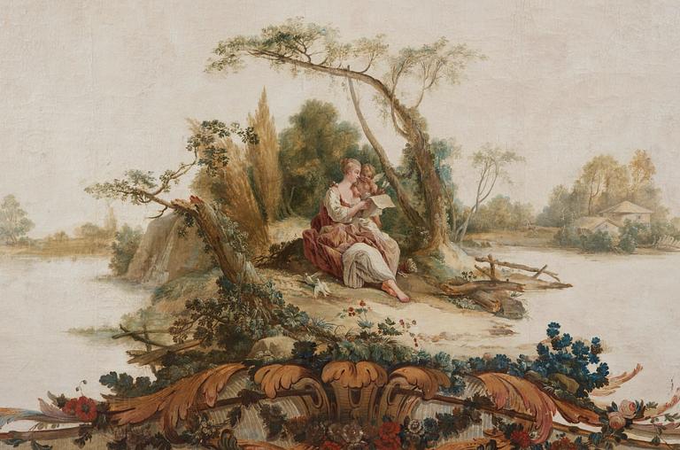 Johan Pasch Tillskriven, Väggfält. Pastoral scen med läsande herdinna.