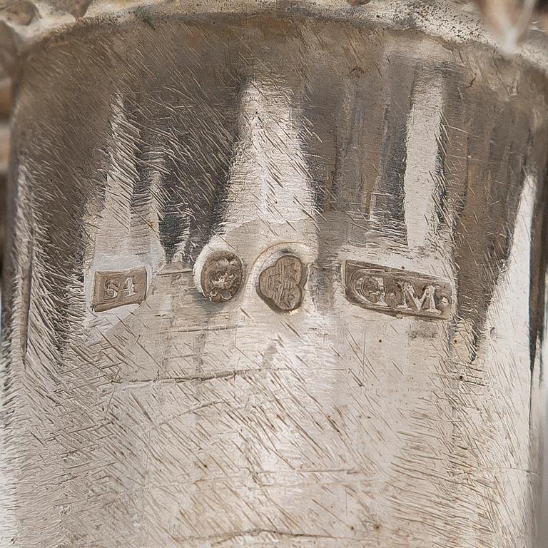 Gustaf Möllenborg, Ljusstakar, ett par, silver, Stockholm 1848. Nyrokoko.