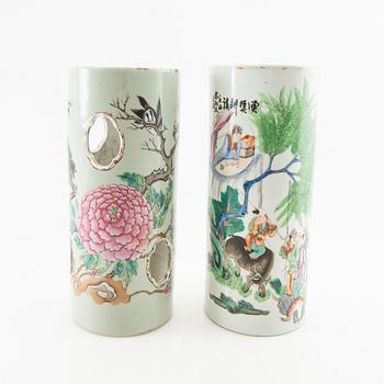 Brush pots 2 pcs China 20th century porcelain.