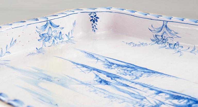 A Swedish 18th century, presumably Marieberg, faience tray.