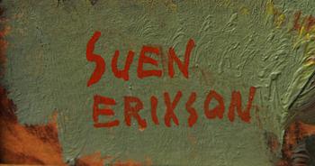 SVEN X:ET ERIXSON, olja på uppklistat papper, sign.