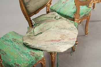 STOLAR, 4 st. Louis XV-stil. Omkring 1900.