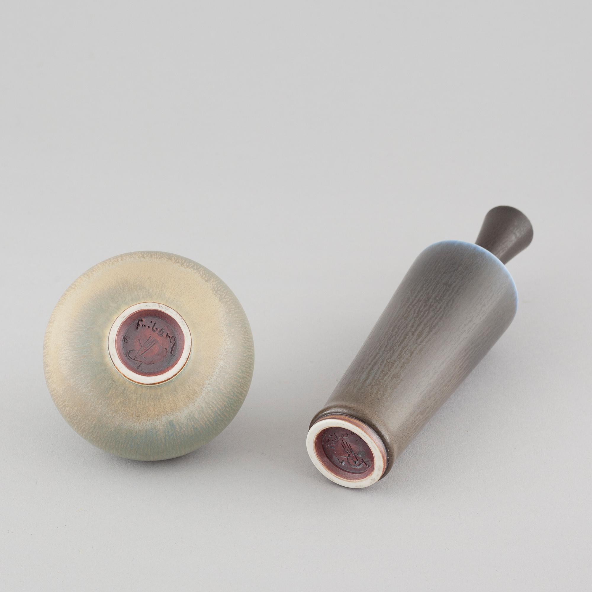 two stoneware vases for Gustavsberg, signed.