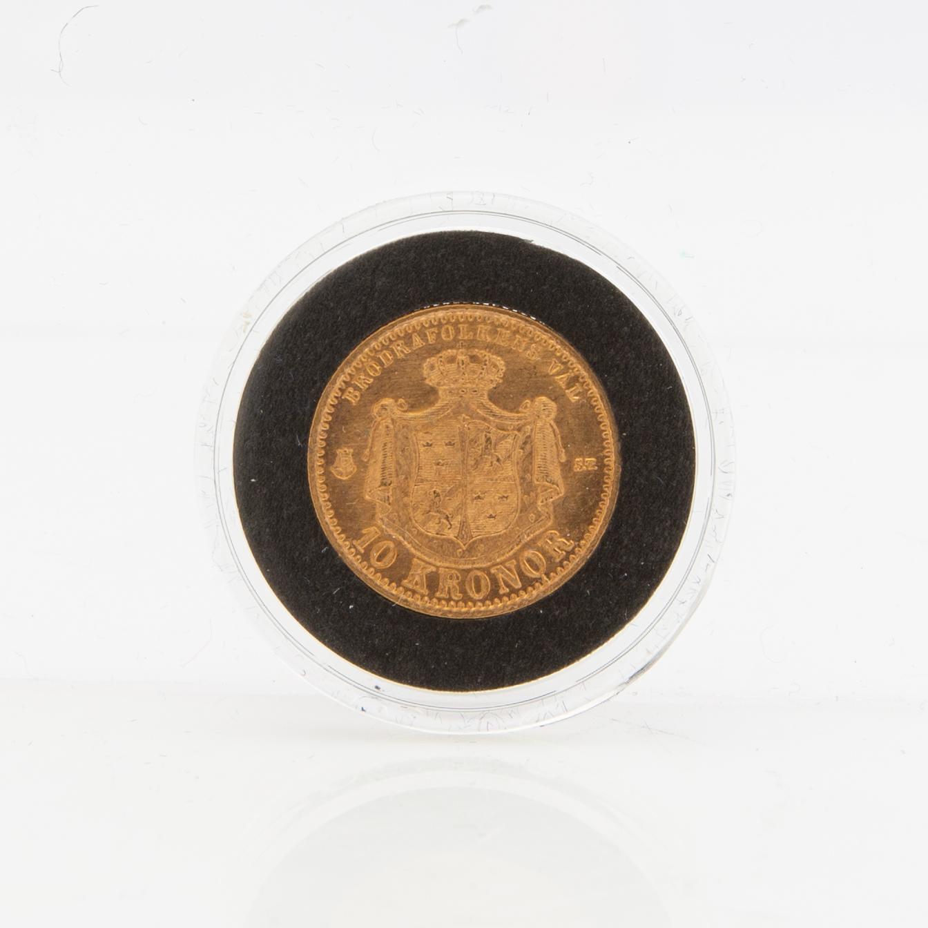 Guldmynt Sverige, Oscar II 10 kr, 1874 på 1873.