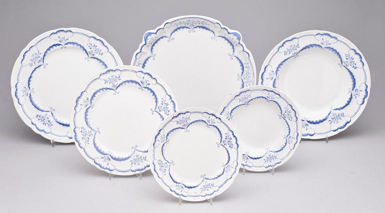 SERVIS, flintgods, 89 delar, "Rococo", Gustavsberg, 1800-talets slut.