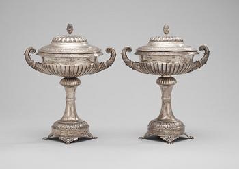 Two Swedish sugarbowls with covers, 1835.