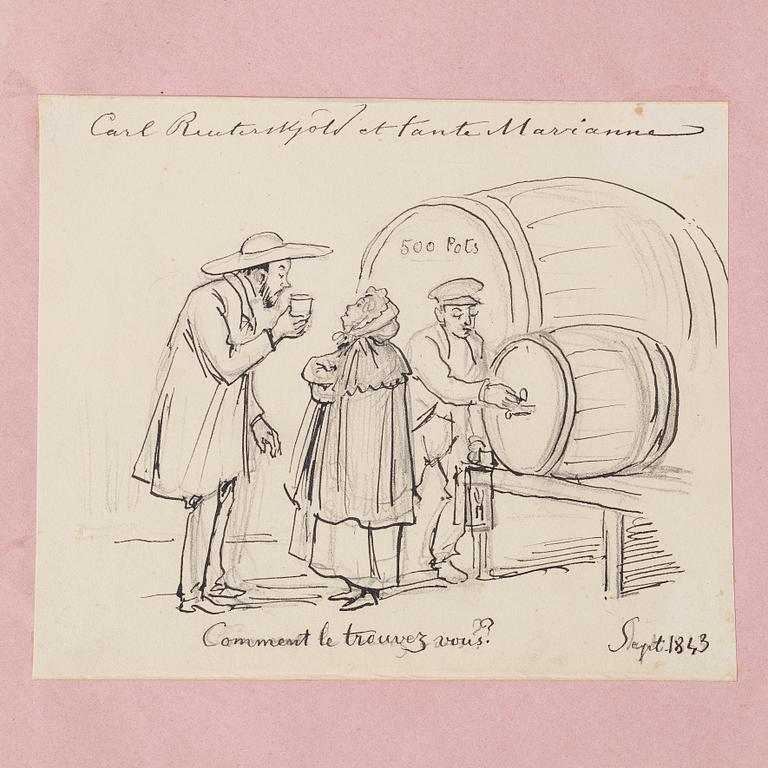 FRITZ VON DARDEL, teckning, osignerad, daterad sept 1843.