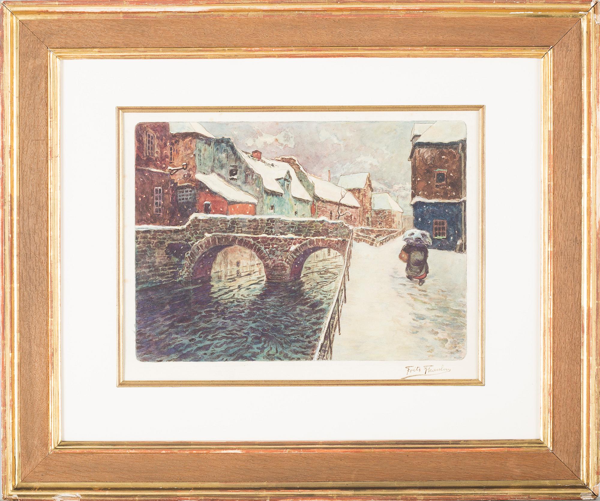 hand colored etching, signed.
