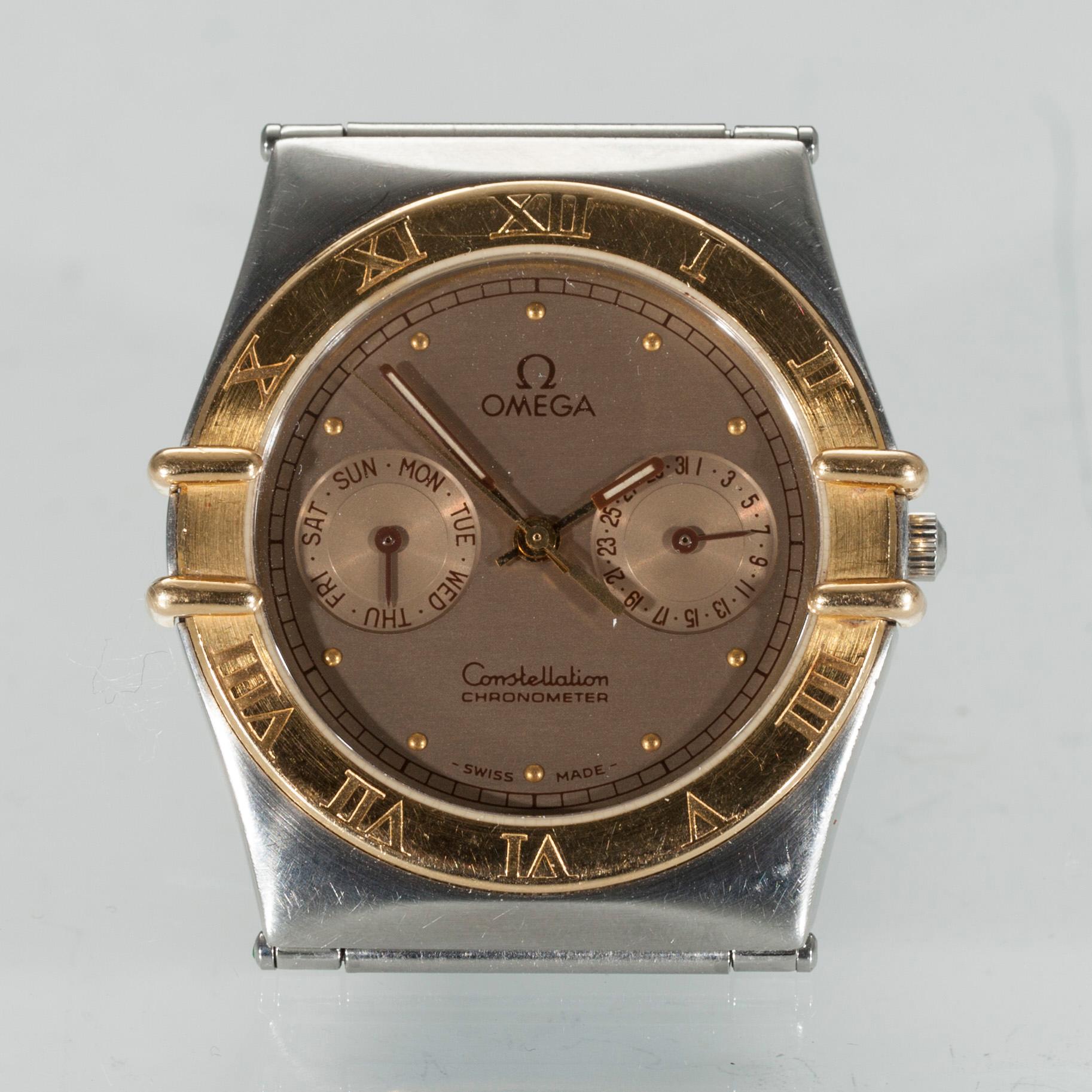 ARMBANDSUR, herr, Omega Constellation Chronometer, guld och stål. 1900-talets slut.