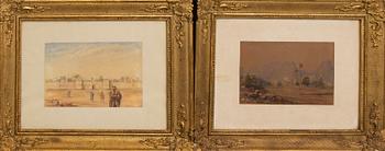 Okänd konstnär 1800/1900-tal , akvareller 2 st.