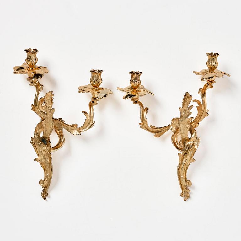 Appliquer, sex stycken, för två ljus, 1900-tal, Louis XV-stil.