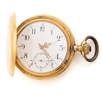 Pocket watch, hunter, 18K gold, 53 mm.