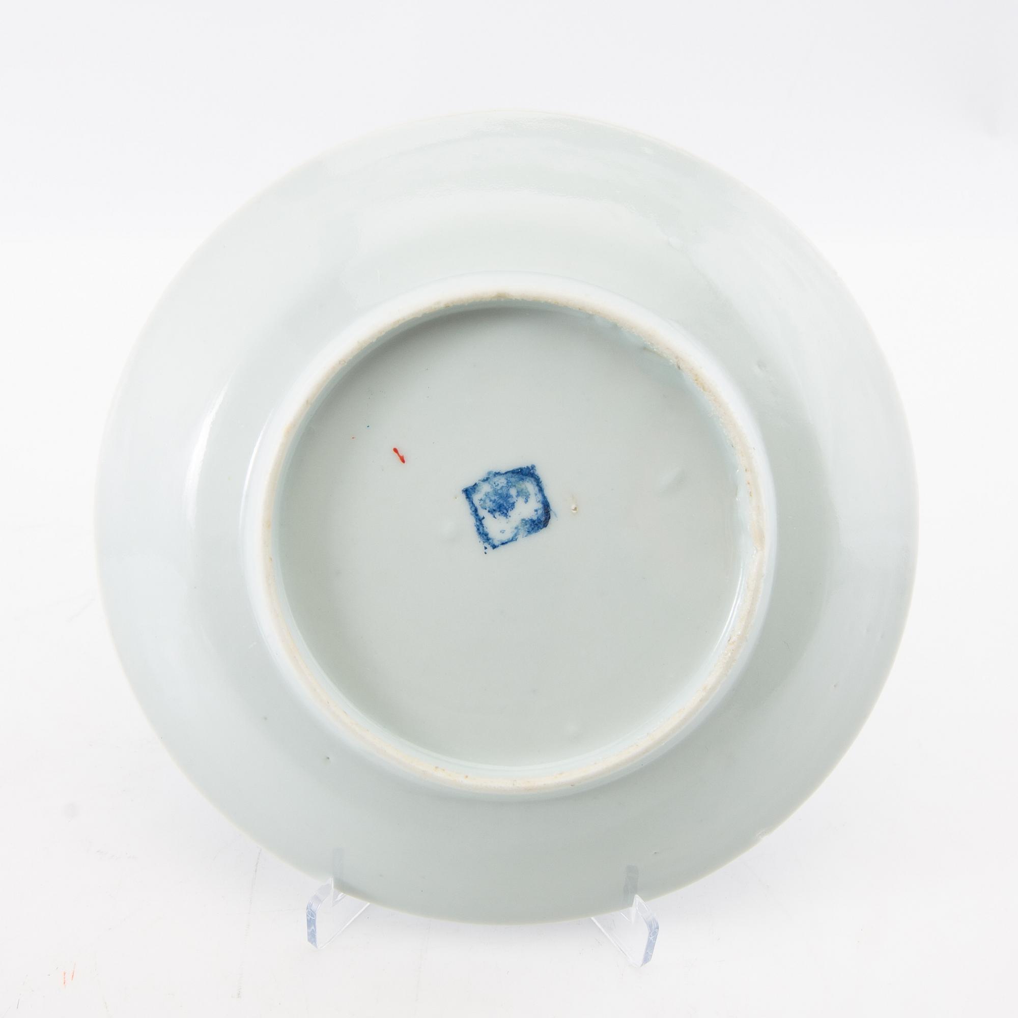 Assietter (fat till koppar), 9 st, Kina, 1800-tal.