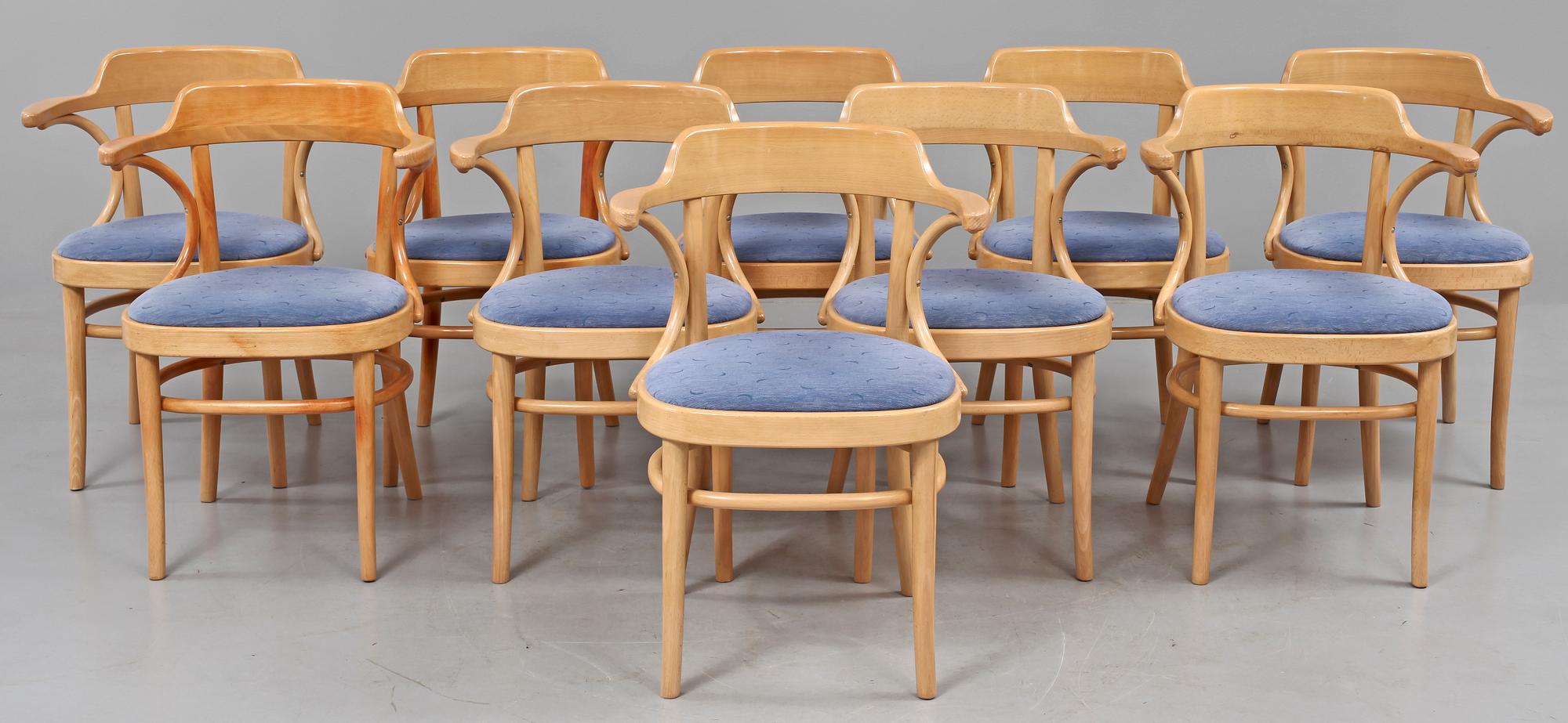 KARMSTOLAR, 10 st, "Cattelinstolen", Axel Kandell, Gemla, 1980.