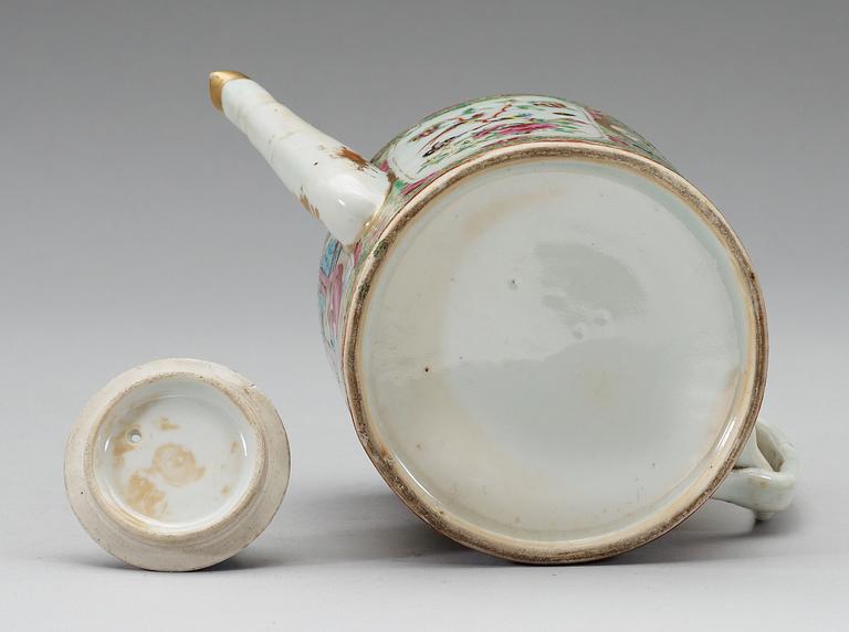 A Canton famille rose tea pot with cover, Qing dynasty, 19th Century.