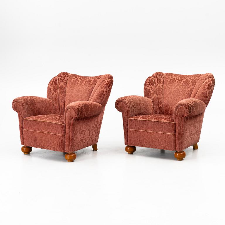 Armchairs, a pair, Swedish Modern, first half of the 20th century.