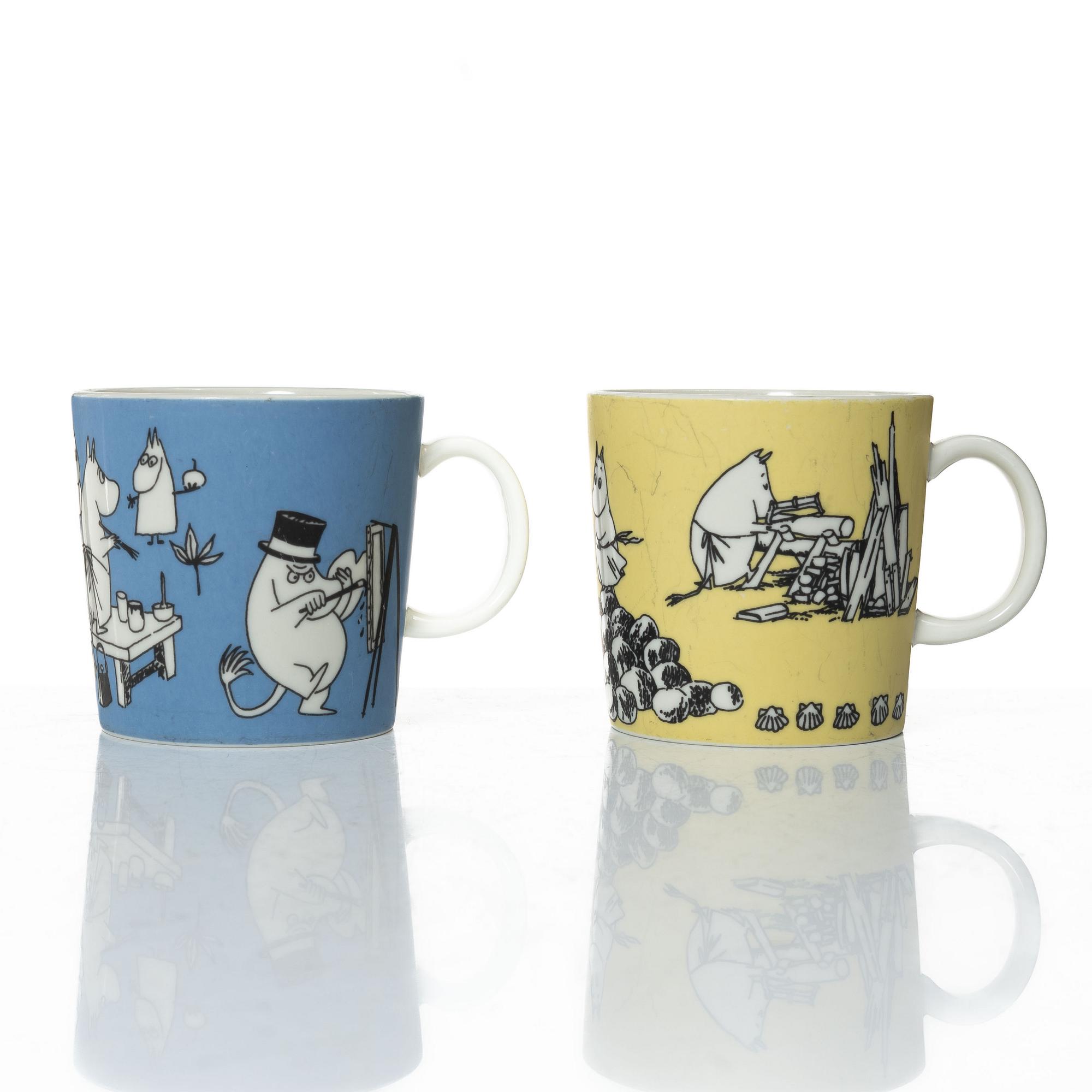 Two Moomin mugs, Arabia, Finland, 1990-1996.