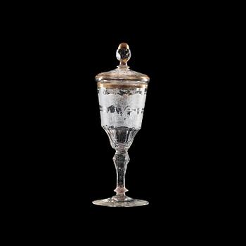 1526. A Bohemian goblet with cover, 18th Century.