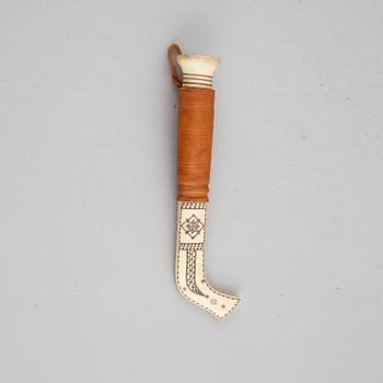 Andreas Poggast, a reindeer horn Sami knife, signed.