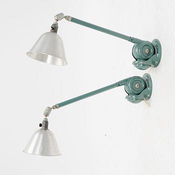 Johan Petter Johansson, a pair of wall lamps, "Triplex-Pendel", Enköping, first half of the 20th century.