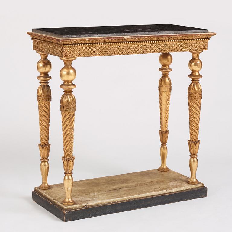 A late Gustavian console table, Stockholm, early 19th century.