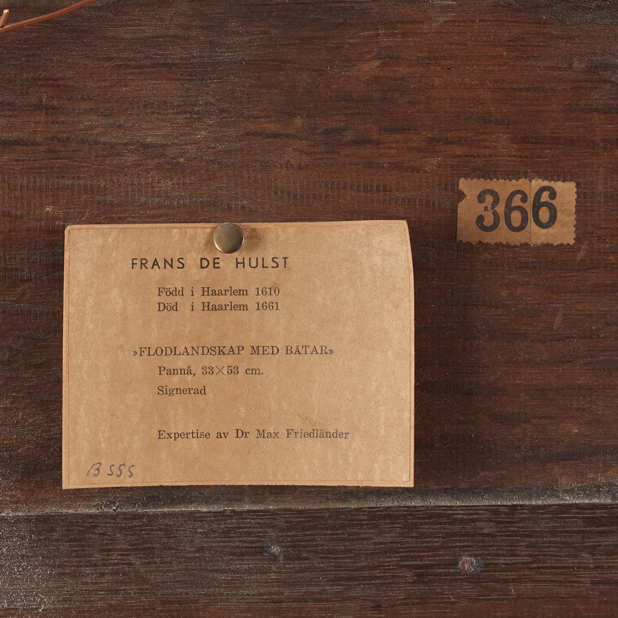 Frans de Hulst Attributed to, A river landscape with a waterside fort.