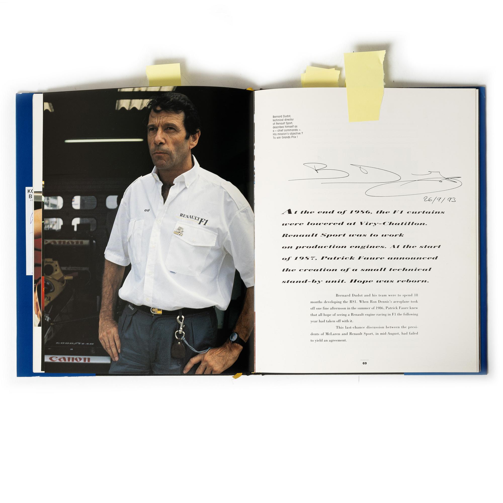 Signed book, 'The Official History of the World Champion Renault 1902–1992', France, 1992.