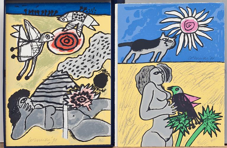 BEVERLOO CORNEILLE, album med bok samt tre färgserigrafier, signerade HC.